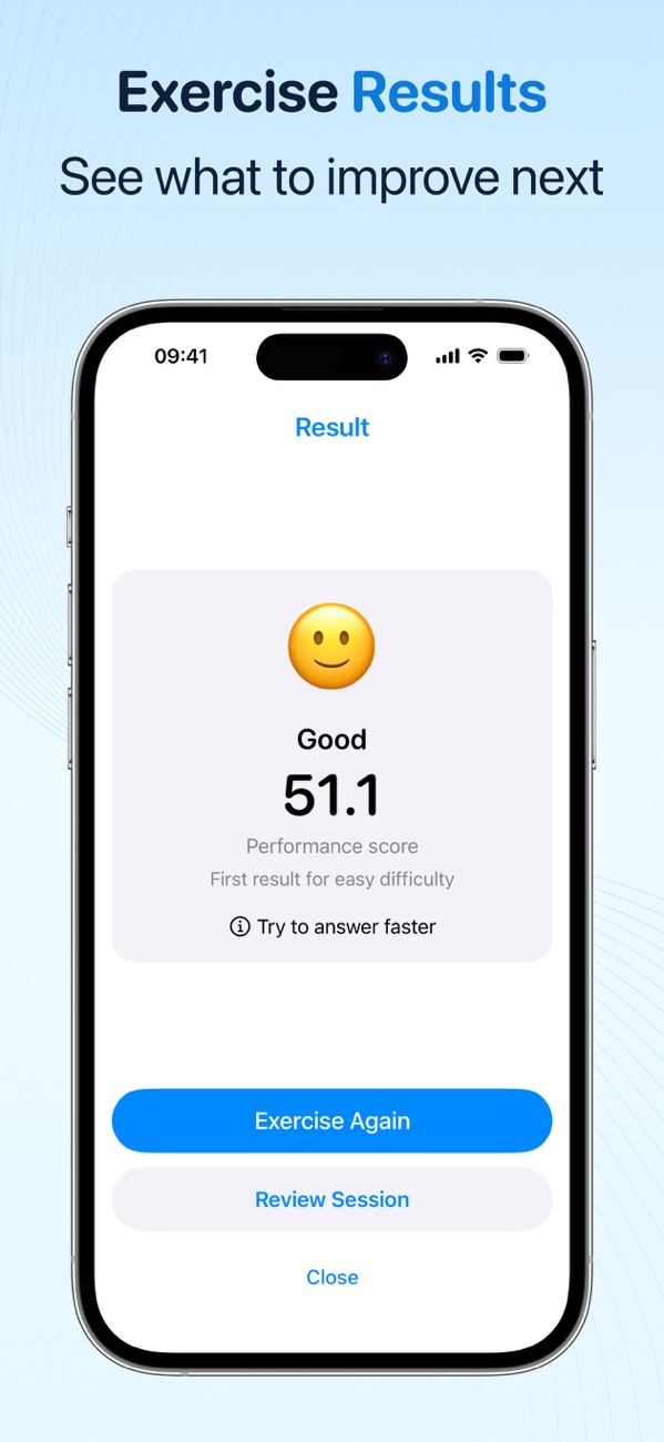 Exercise results — see what to improve next